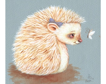 Sonnet, Albino Hedgehog, print from an original watercolor illustration for Oleg