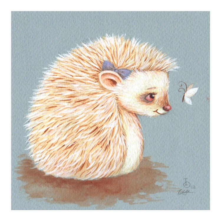 Sonnet, Albino Hedgehog, print from an original watercolor illustration for Oleg