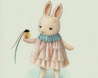 Bunny with a Bird Art Print