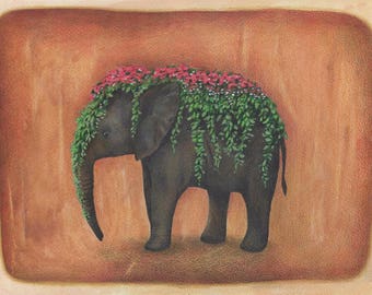 Flower Elephant, Art Print