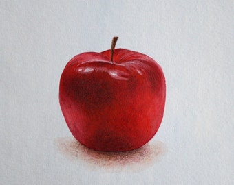 Red Apple, Kitchen Art, Print 8x8