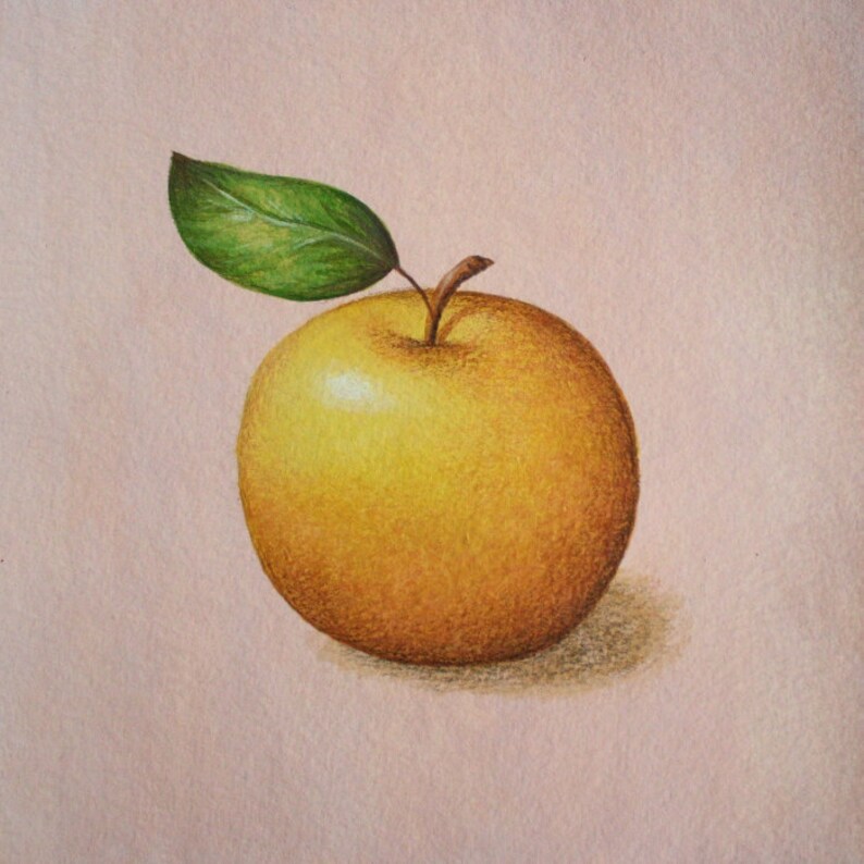 Yellow Apple Kitchen Art Print 8x8 Etsy