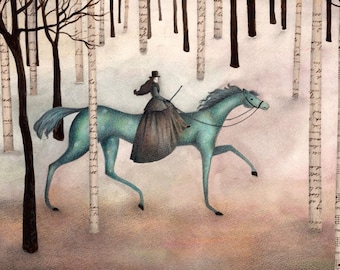Blue Horse, Art Print
