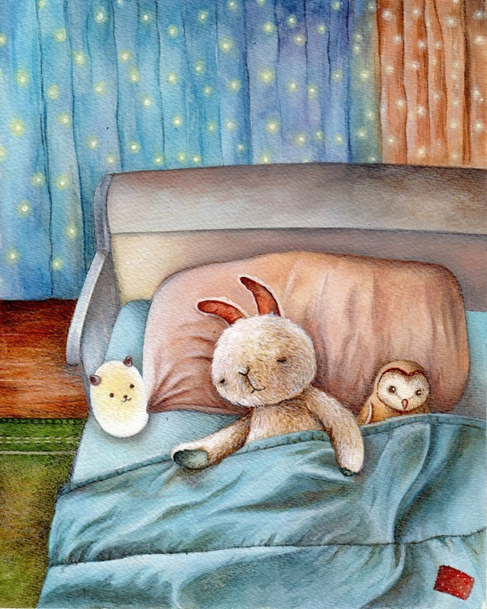 Нарисовать спокойной ночи. Милые иллюстрации. Спокойной ночи зайчик. Зайка в кроватке. Сон иллюстрация.