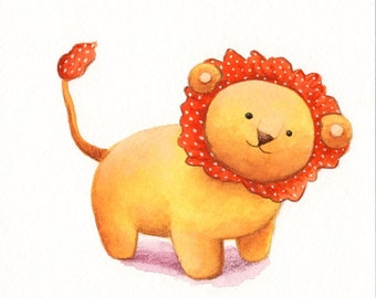 Nursery Art, Toy Lion, print from an original watercolor illustration