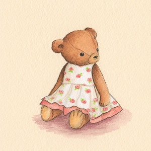 Emma Teddy Bear print van een originele aquarel illustratie door Irene Owens