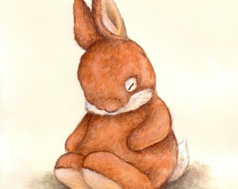 ORIGINAL ILLUSTRATION Sleepy Ginger Bunny