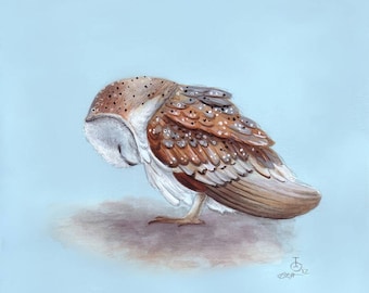 Sleepy Owl, Nursery Art Print