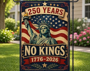 250 jaar No Kings Flag USA 250 verjaardag tuinvlag, anti-troefvlag weerstaan fascisme 4 juli-vlag, politiek tuinbord decor vlag