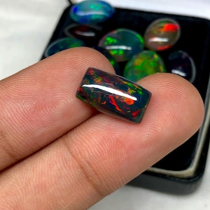 Loose Black Ethiopian Opal rectangular Cushion Gemstone 3.15 Carat piece