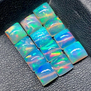 Natural Ethiopian Fire Opal Square Cabochon Lot: Multi-Color Loose Gemstone (5-10mm) For Jewellery