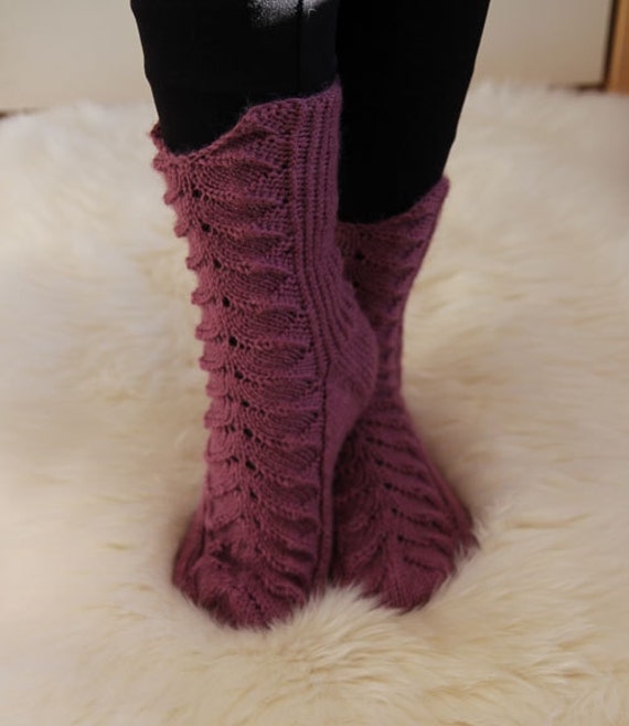 Download Items similar to Hand knit wool socks for women with a ...