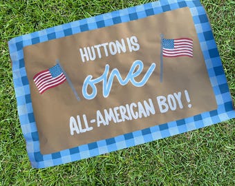All-American Boy First Birthday Banner, Custom Hand-Painted Banners, Personalized Banners, Party Decor
