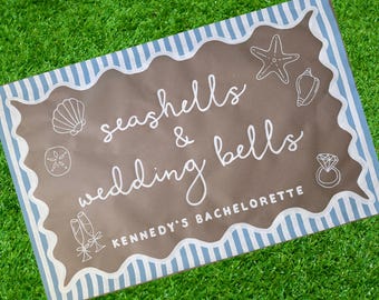 Hand-Painted Seashells & Wedding Bells Bachelorette Banner, Custom Party Decor