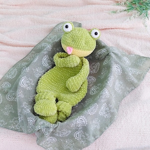 Chubby Frog Häkelanleitung, Amigurumi Lovey Snuggler Plushie ( PDF in Englisch)