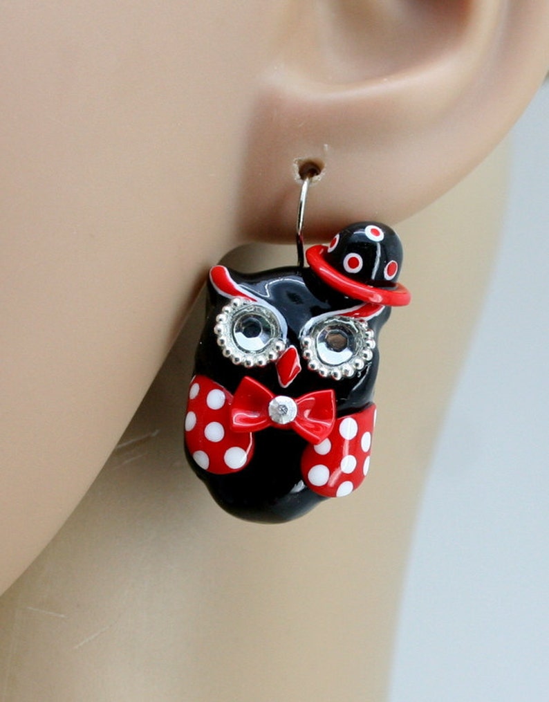 OWL earrings handmade from polymer clay EW0017 Etsy