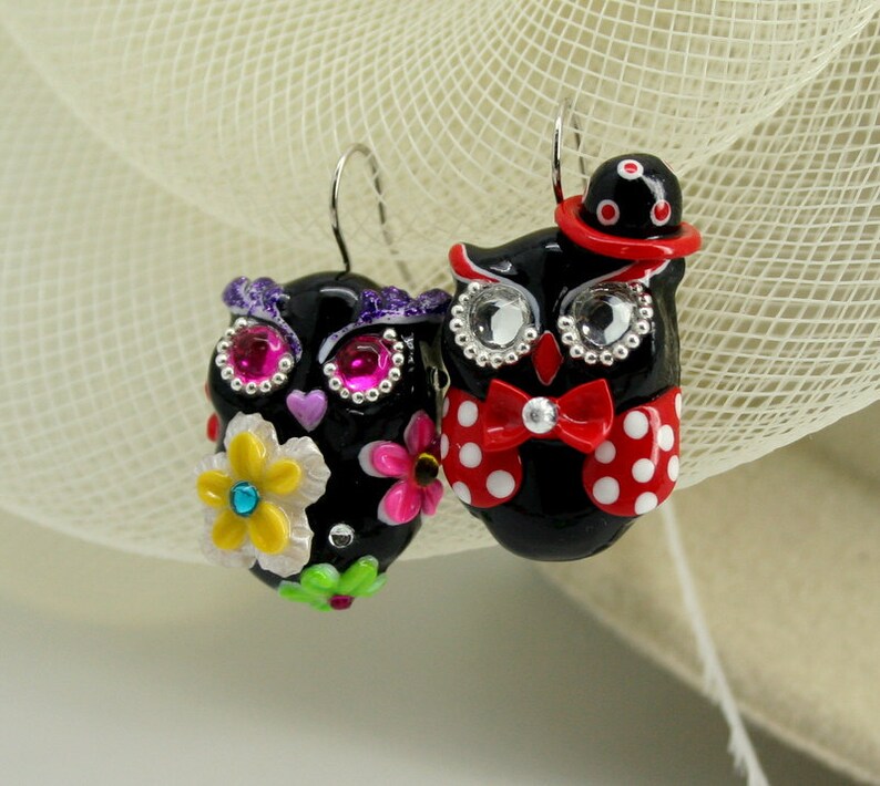 OWL Earrings Handmade From Polymer Clay EW0023 Etsy