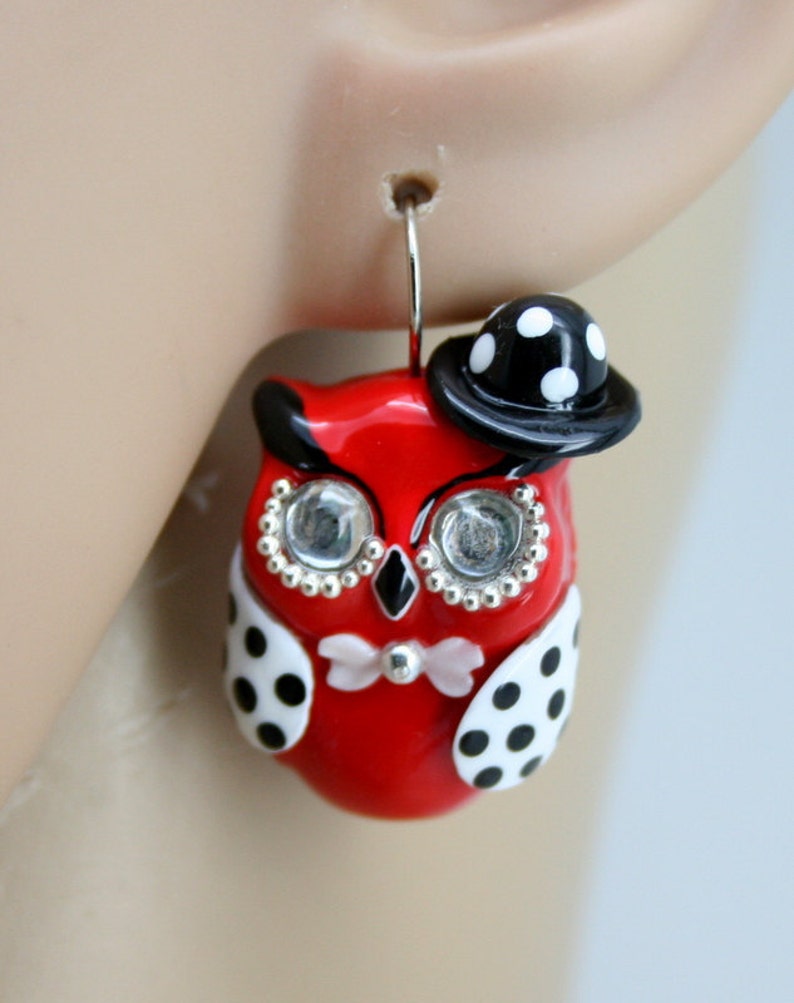 OWL earrings handmade from polymer clay EW0024 Etsy