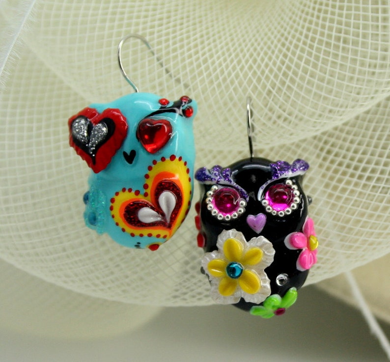 OWL earrings handmade from polymer clay EW0049 Etsy