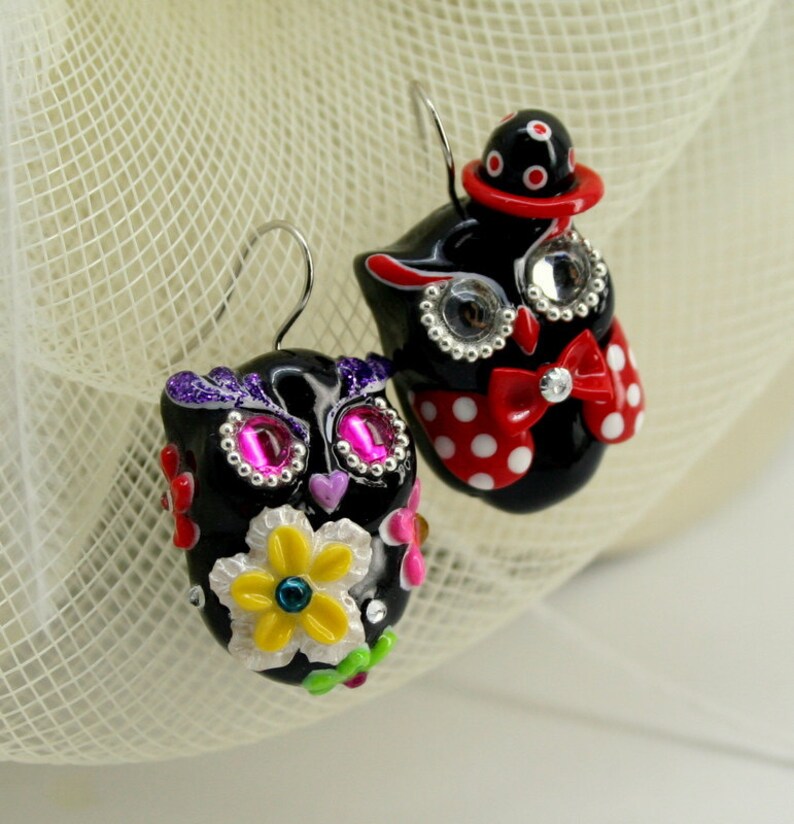 OWL Earrings Handmade From Polymer Clay EW0023 Etsy