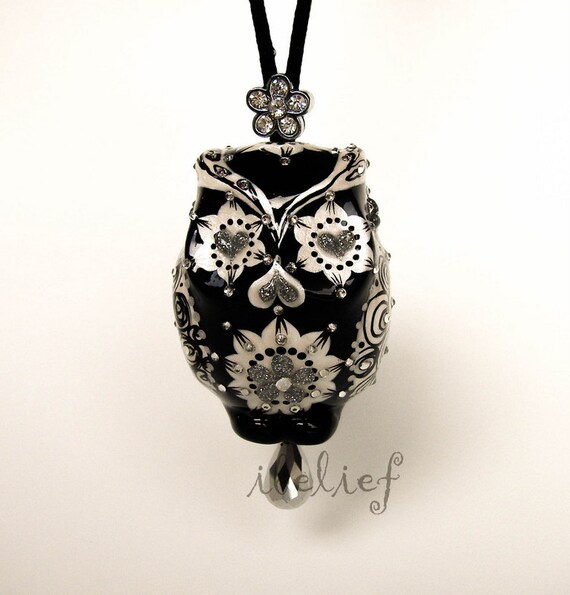 Owl Ornament & charm hang rear view mirror for car Etsy