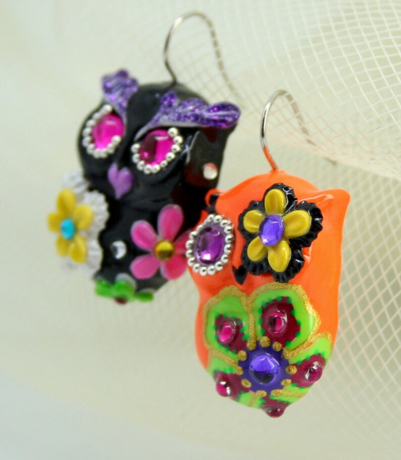 OWL NIGHT of handmade owls earrings EW0039 Etsy