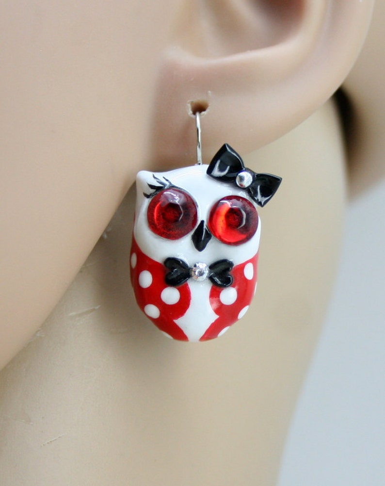OWL earrings handmade from polymer clay EW0013 Etsy