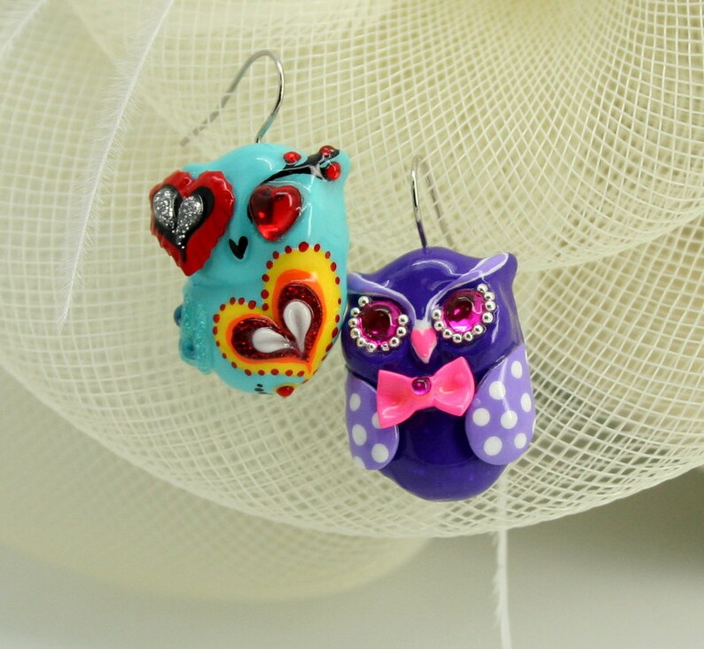 OWL earrings handmade from polymer clay EW0025 Etsy