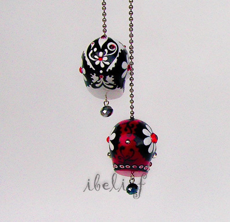 Both Skulls day of dead charm hang rear view mirror for car