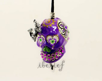 Ornament Skull day of dead charm hang rear view mirror for car