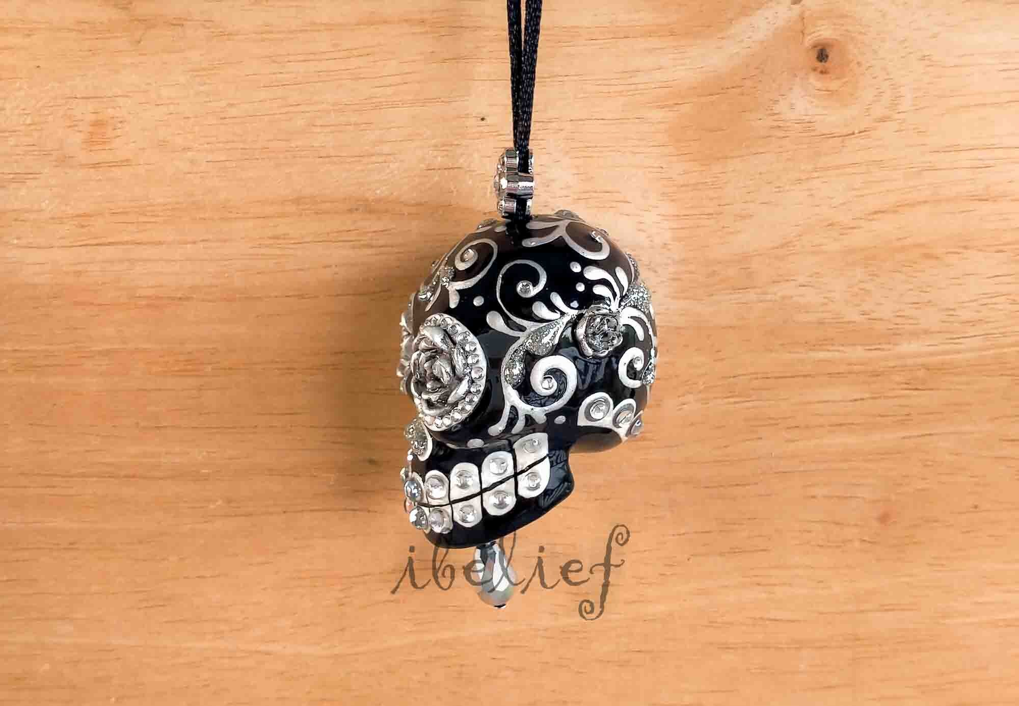 Ornament Skull Day of Dead Charm Hang Rear View Mirror for Car Etsy UK