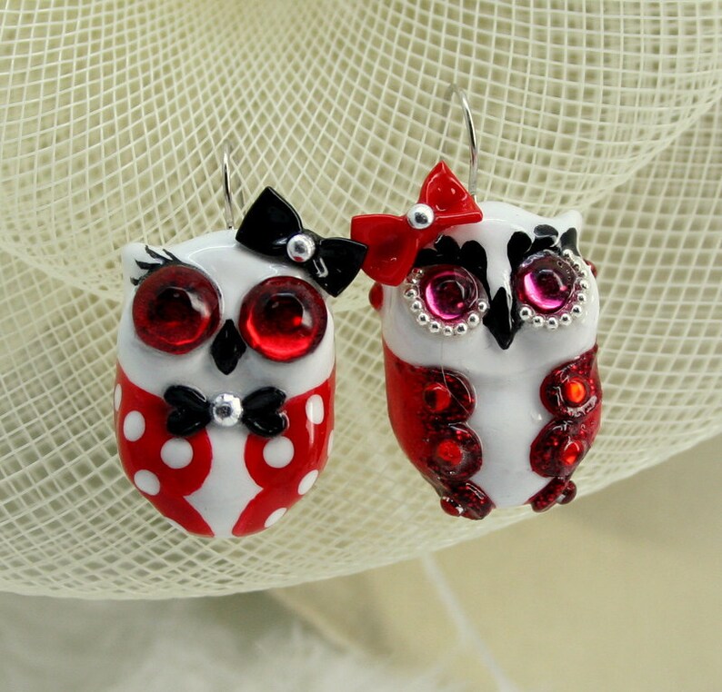 OWL earrings handmade from polymer clay EW0013 Etsy