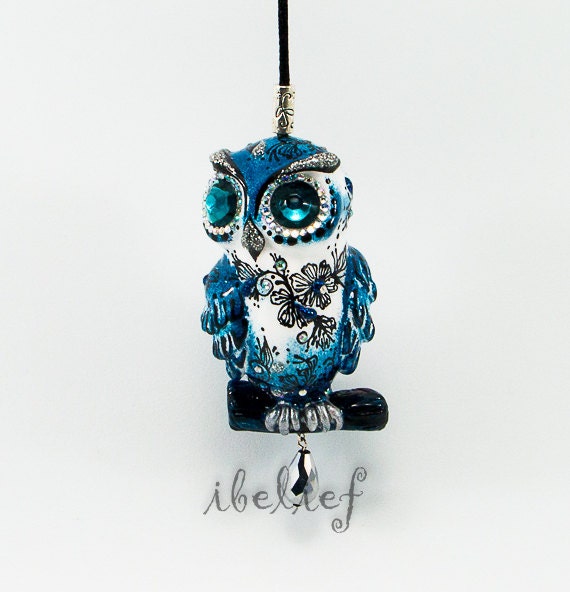 Owl Ornament & Charm Hang Rear View Mirror for Car Etsy