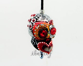 Ornament Skull day of dead charm hang rear view mirror for car