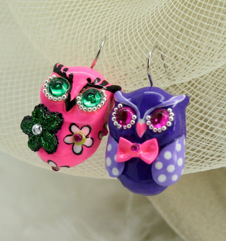OWL Earrings Handmade From Polymer Clay EW0021 Etsy