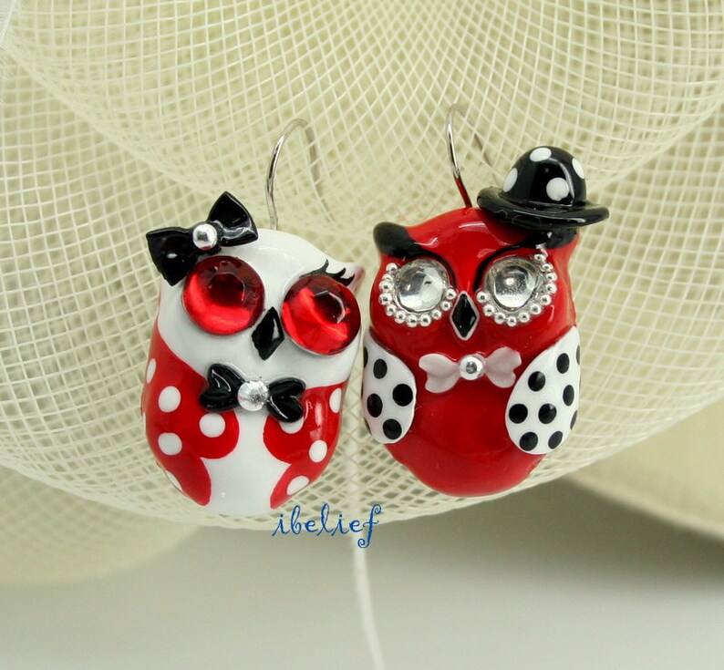 OWL earrings handmade from polymer clay EW0024 Etsy