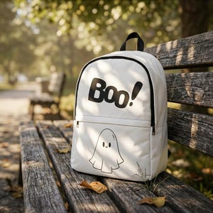 Plecak Ghost, uroczy plecak z grafiką Boo, torba na książki z motywem upiornego sezonu, minimalistyczny plecak estetyczny, akcesoria szkolne i podróżne