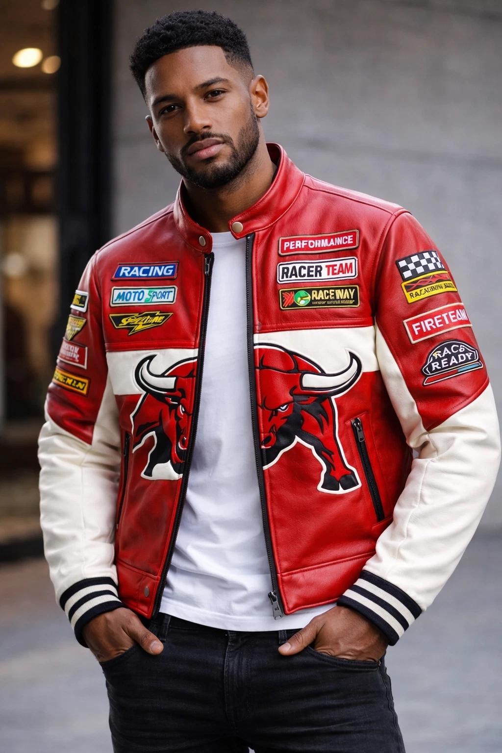 Red bull racing leather jacket - Etsy 日本