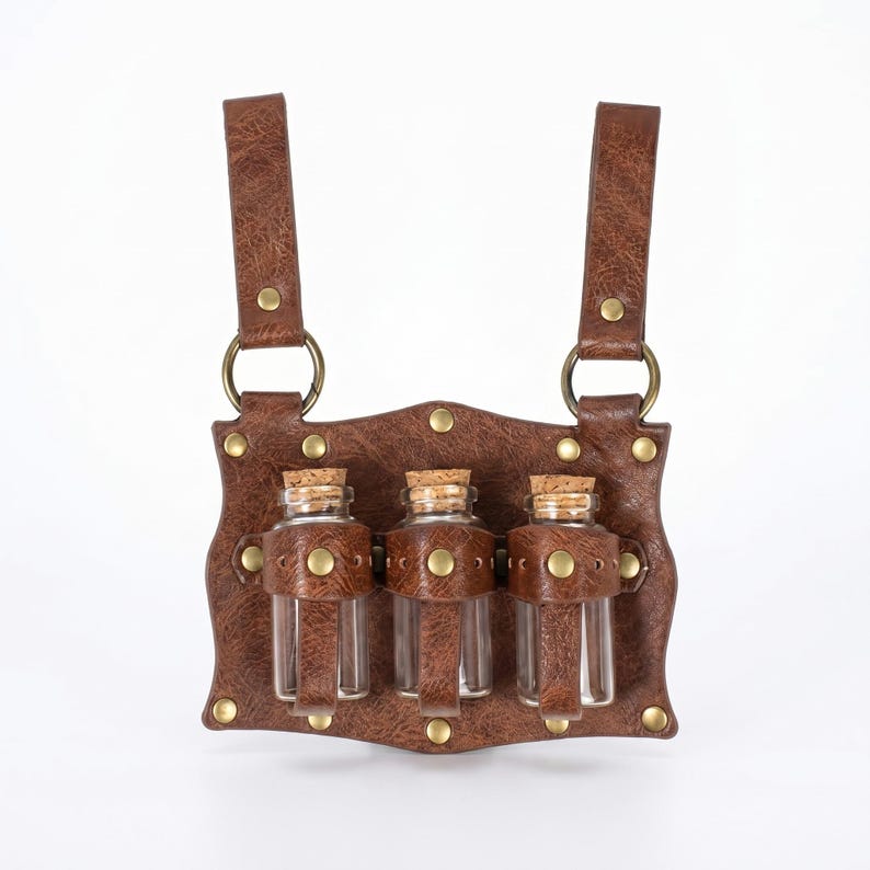 Renaissance Potion Bottle Belt Bag with Skirt Hikes - Medieval Festival Costume Accessories, Wizard LARP Only Potion Bottle