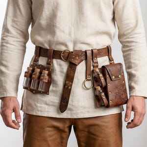 Renaissance Potion Bottle Belt Bag with Skirt Hikes - Medieval Festival Costume Accessories, Wizard LARP bild 3