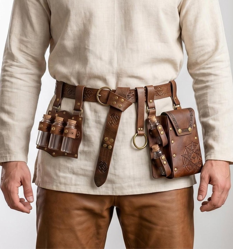 Renaissance Potion Bottle Belt Bag with Skirt Hikes - Medieval Festival Costume Accessories, Wizard LARP bild 3