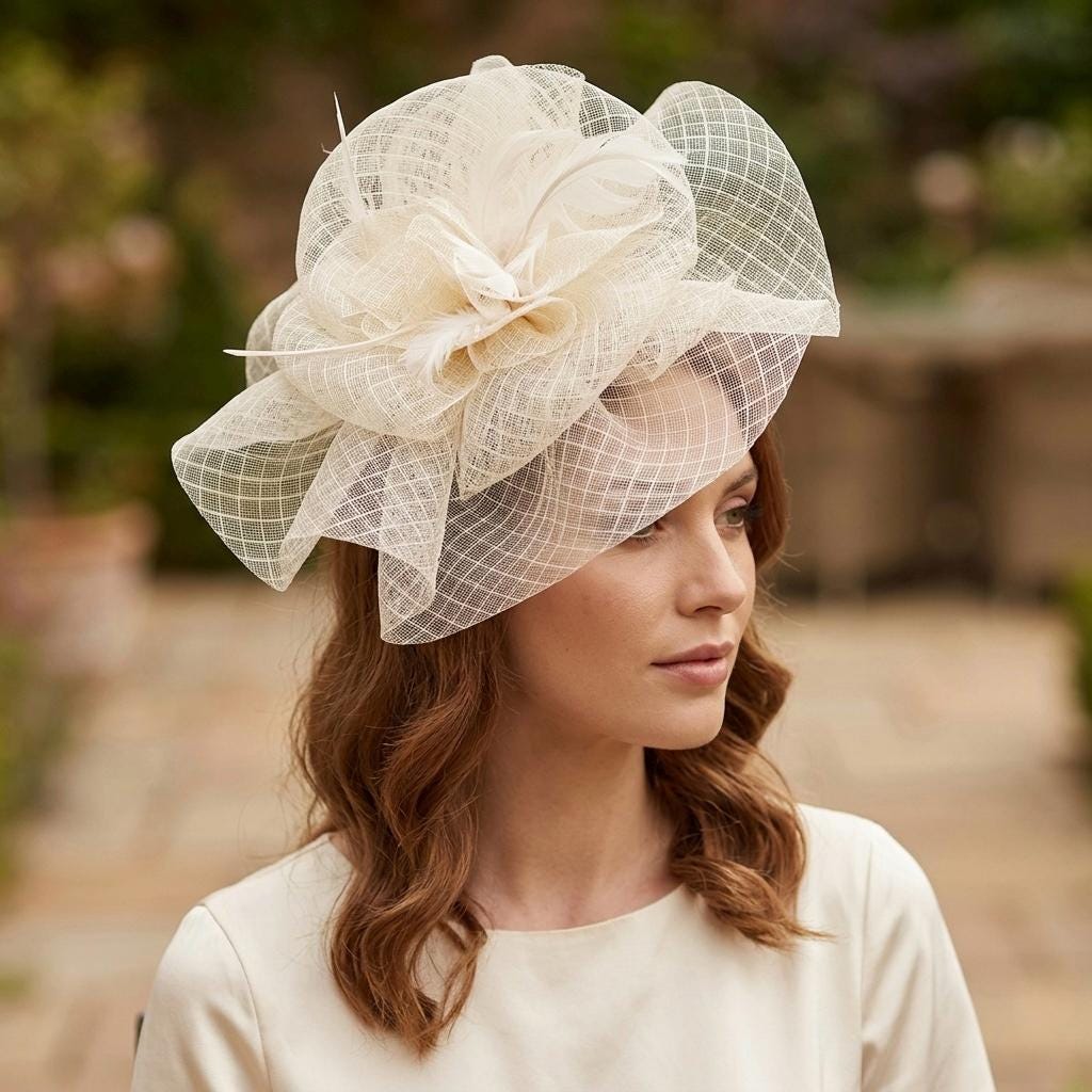 EASTER READY! Fascinator (cream) SF542 ( Off-white ) New Kentucky Derby, Church, Wedding, Tea  main image 3