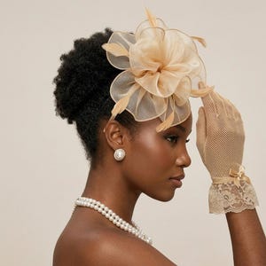 Fascinator Hat with Veil and Lace Gloves Pillbox Cocktail Tea Party Headpiece 8 Pcs Fascinator Hats for Women Tea Party Lace Pillbox Hat  main image 4