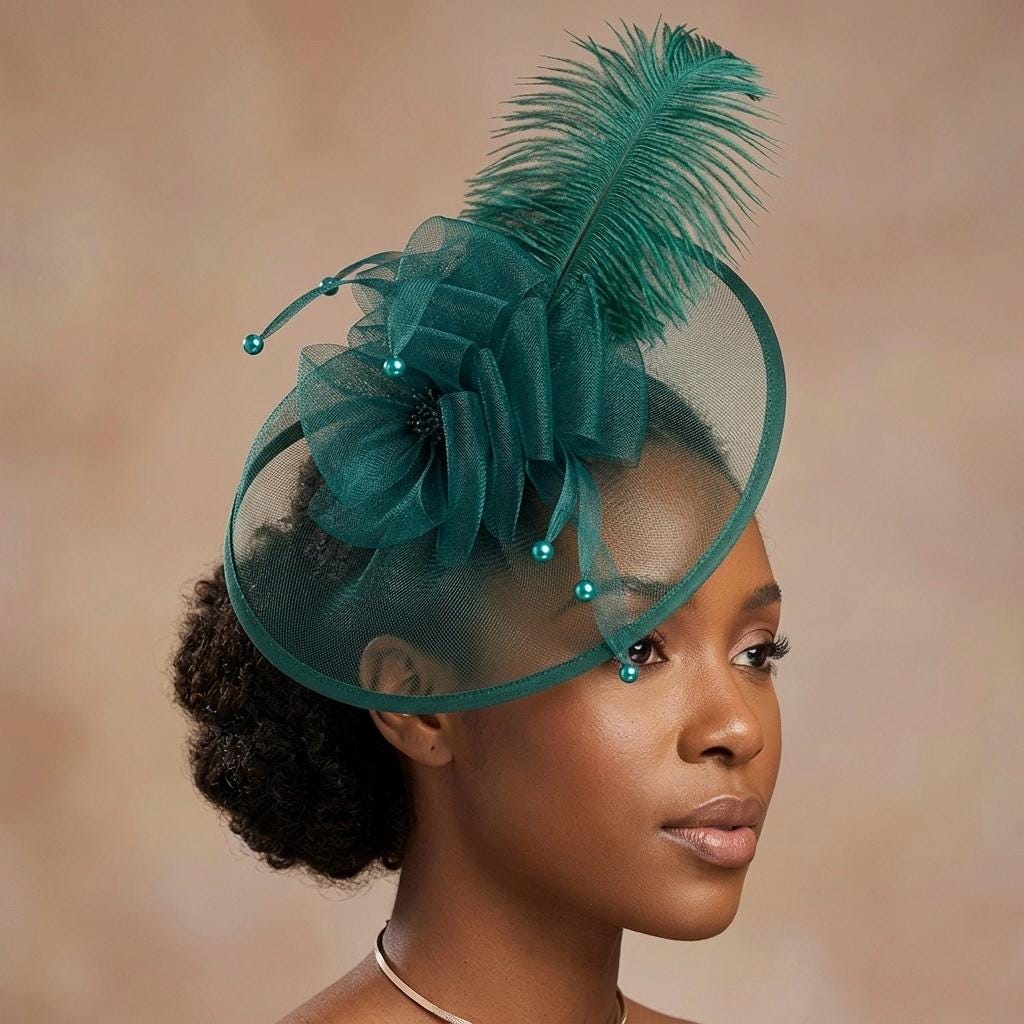 Gold and Teal Fascinator - Etsy Ireland display picture 2