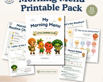 Morning Routine Printable Pack for Toddlers and Preschoolers | Morning Menu Activity Pages with Companion Videos