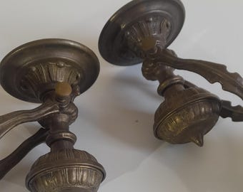 Vintage set of 2 bronze candlesticks, France, 19th–20th century
