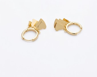 Gold Heart Charm Hoop Earrings
