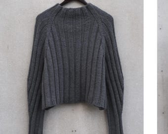 Midnight Jumper Knitting Pattern PDF,Ribbed Turtleneck Sweater, Top Down Pullover, Cozy Winter Knit XS-4X