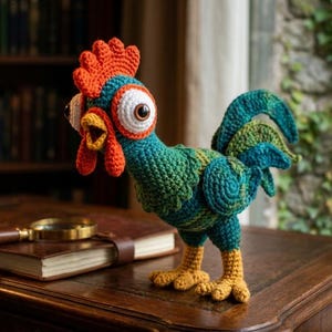 Heihei Chicken Crochet Pattern PDF,Interactive Pet Toys,Tiny decorative gift,Moana Inspired Rooster Amigurumi Tutorial, Cartoon Plush Toy