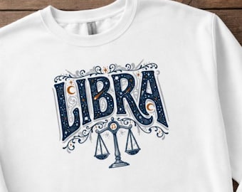 Libra Zodiac Sweatshirt, Celestial Astrology Crewneck, Libra Sign Birthday Gift, Cozy Pullover